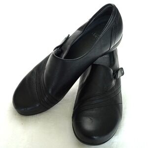 Dansko Black Leather Slip-On Comfort Shoes Size 41‎ Orthotic Workwear Clogs